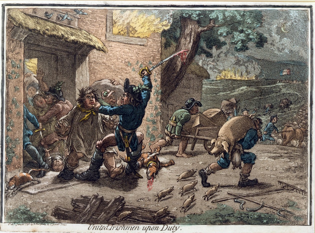 United Irishmen Upon Duty, opublikowane przez Hannah Humphrey w 1798 r. autorstwa James Gillray