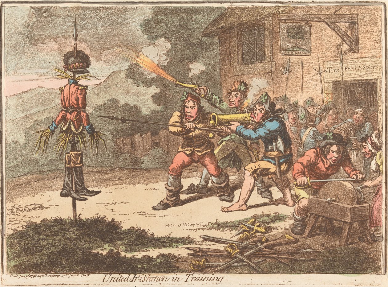 Zjednoczeni Irlandczycy na szkoleniu autorstwa James Gillray