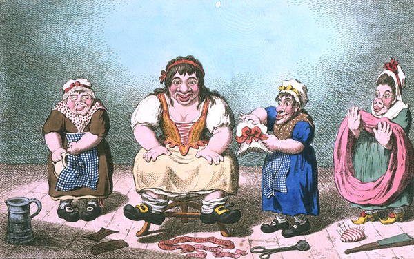 Venus Attired by the Graces, wydana przez Hannah Humphrey w 1800 roku (akwaforta ręcznie kolorowana) autorstwa James Gillray