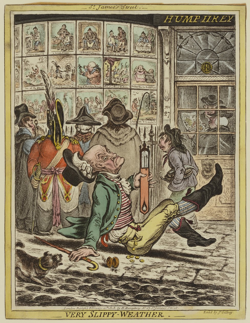 Bardzo śliska pogoda autorstwa James Gillray
