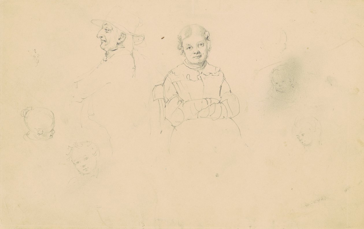 Studia postaci, ok. 1836-43 (grafit na papierze tkanym) autorstwa James Goodwin Clonney
