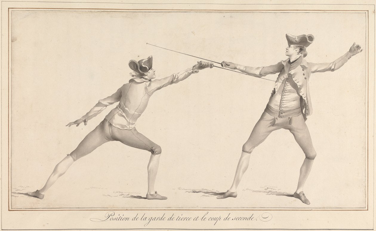 Pozycja Garde de Tierce i Coup de Seconde autorstwa James Gwin