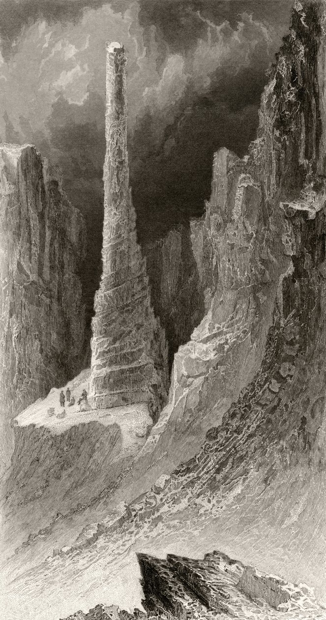 Pomnik Tennysona, wygrawerowany przez J. McGoffina, z „Arctic Explorations in the Years 1853, 54, 55”, tom I, autorstwa doktora Elisha Kent Kane (1820-57), opublikowanego w Filadelfii, 1856 autorstwa James Hamilton