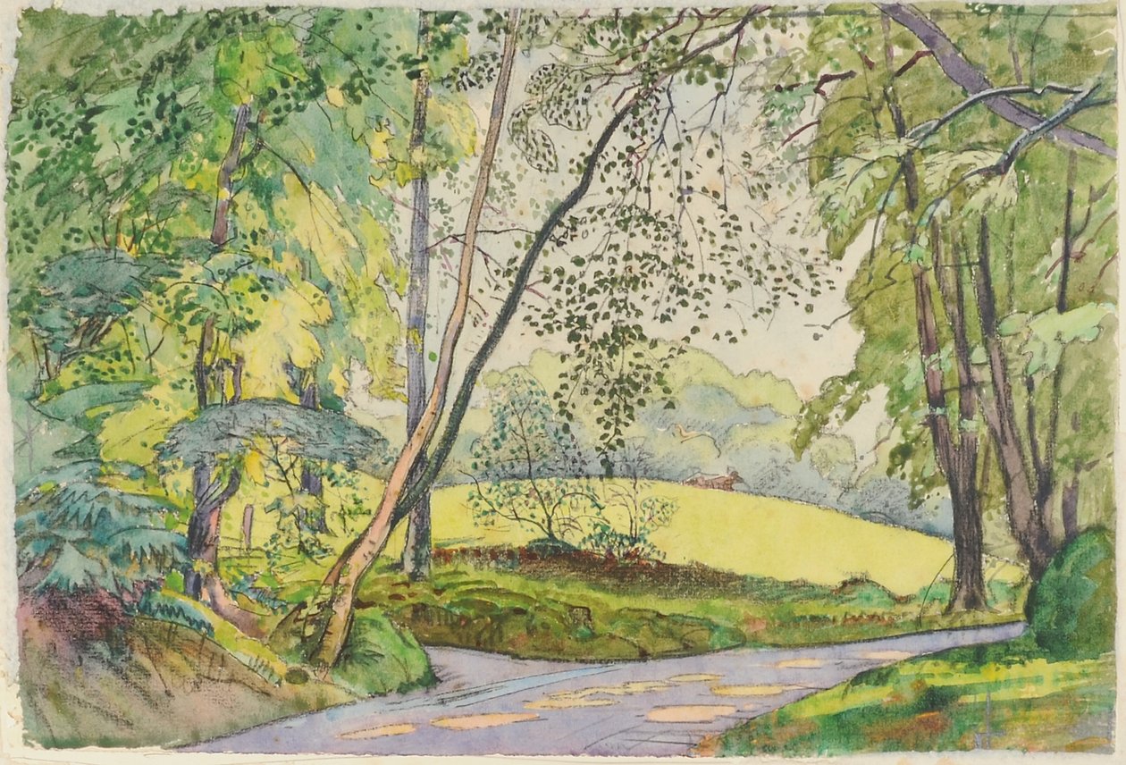 Przez drzewa, 1910-15 (wc na papierze) autorstwa James Hamilton Hay