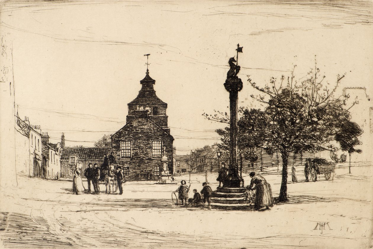 Market Cross, Crail (akwaforta) autorstwa James Hamilton Mackenzie