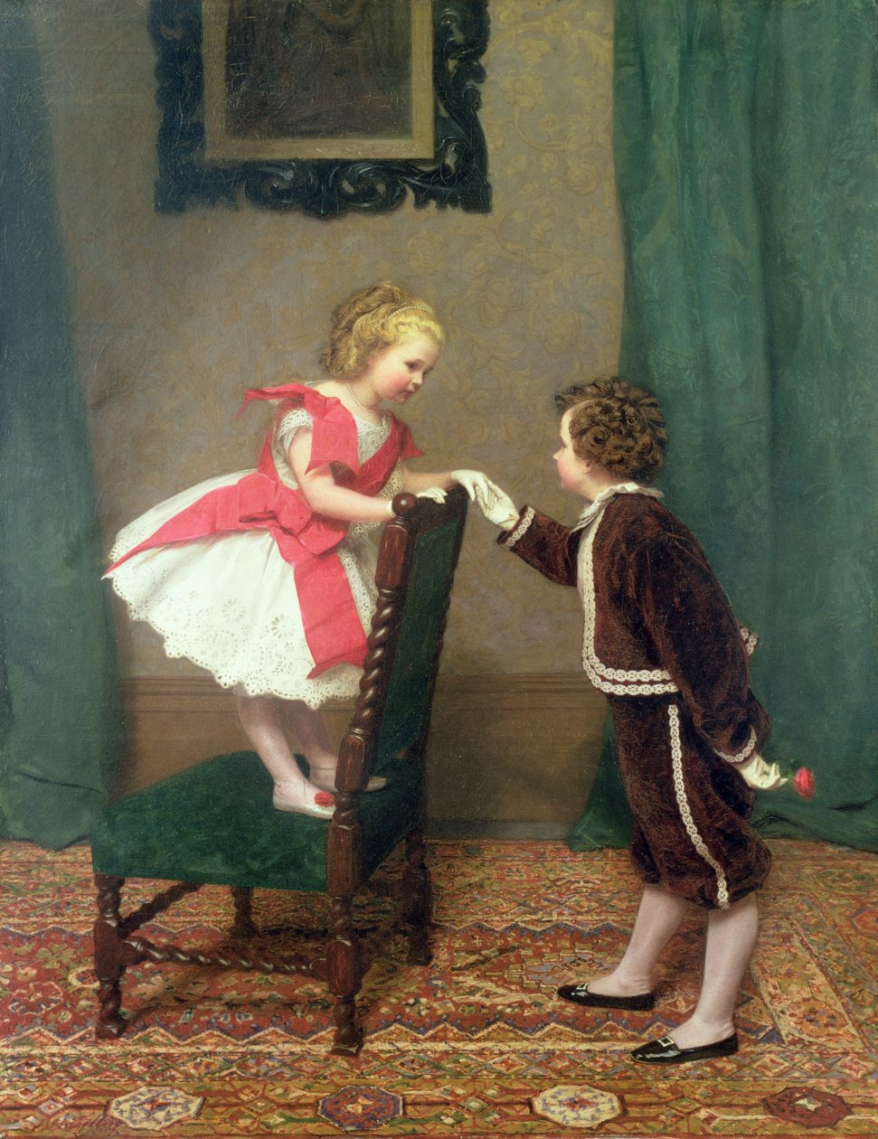 Pierwszy flirt panny Lily, 1867 autorstwa James Haylar