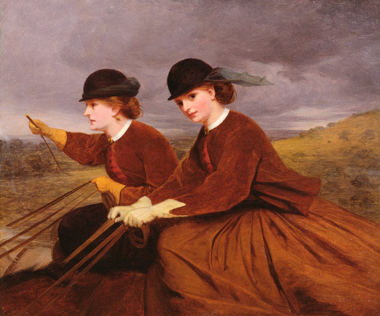 On the Downs — dwie panie w siodle bocznym autorstwa James Hayllar