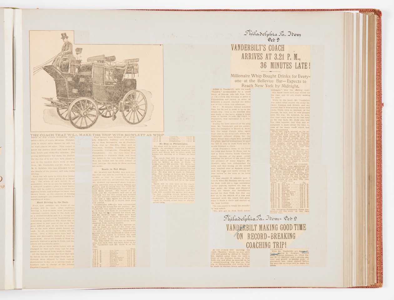 Pamiątkowy album z wycinkami dokumentujący rekordowy wyścig autokarowy w 1901 roku z Nowego Jorku do Filadelfii i z powrotem autorstwa James Hazen Hyde