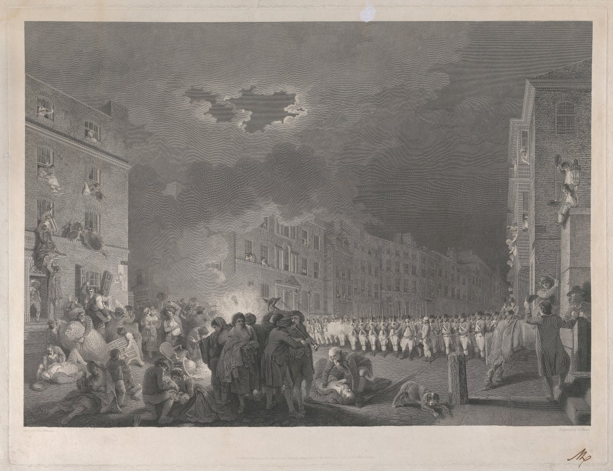 Zamieszki na Broad Street siódmego czerwca 1780 autorstwa James Heath