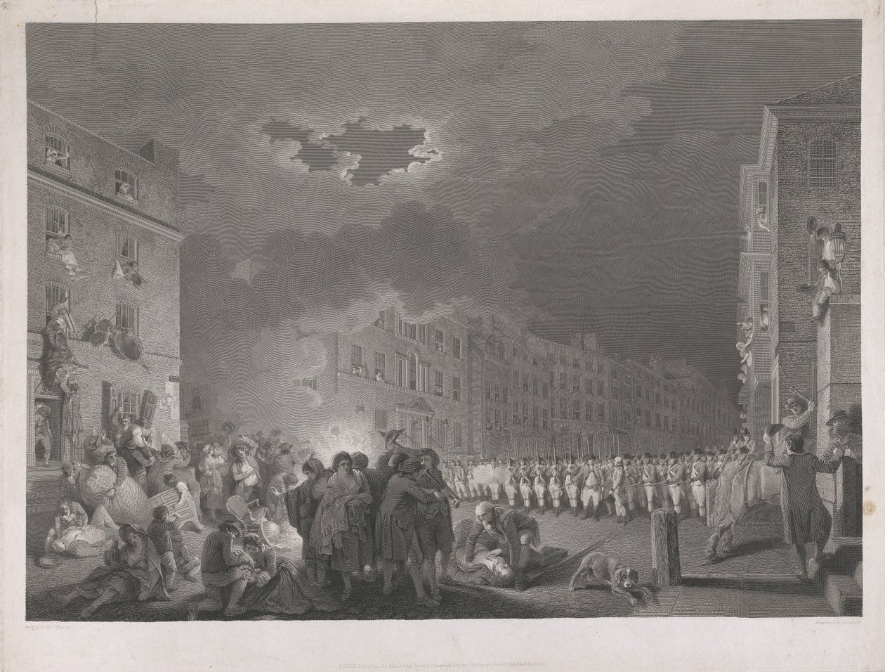 Zamieszki na Broad Street siódmego czerwca 1780 autorstwa James Heath