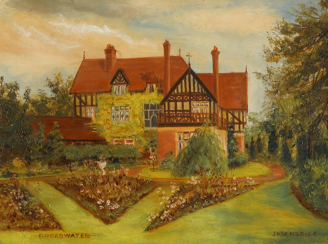 Broadwater (Kenilworth Road i Earlsdon Avenue, Coventry), początek XX wieku (olej na płycie) autorstwa James Henry Bambrick