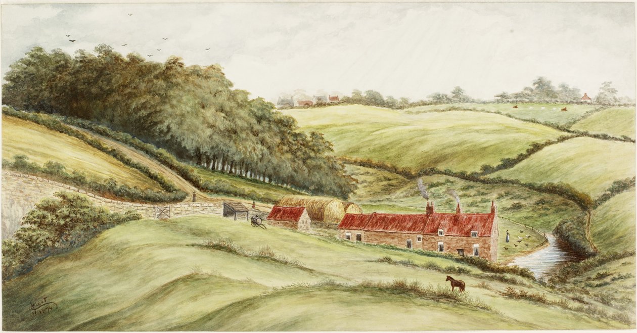 Farma Hedworth (akwarela, farba do ciała i ołówek na papierze) autorstwa James Henry Cleet