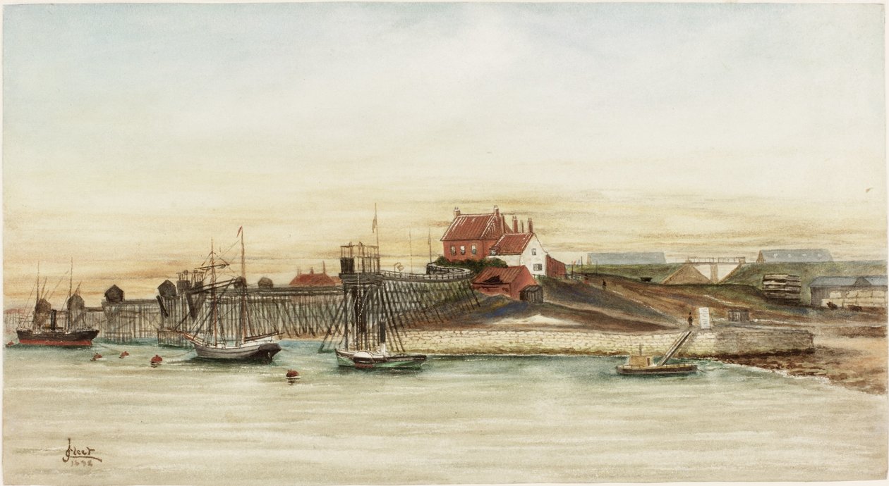 Whitehill Point on the Tyne (akwarela i body na papierze) autorstwa James Henry Cleet