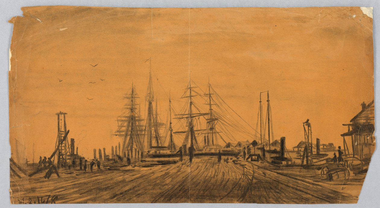 Stocznia i molo autorstwa James Henry Moser