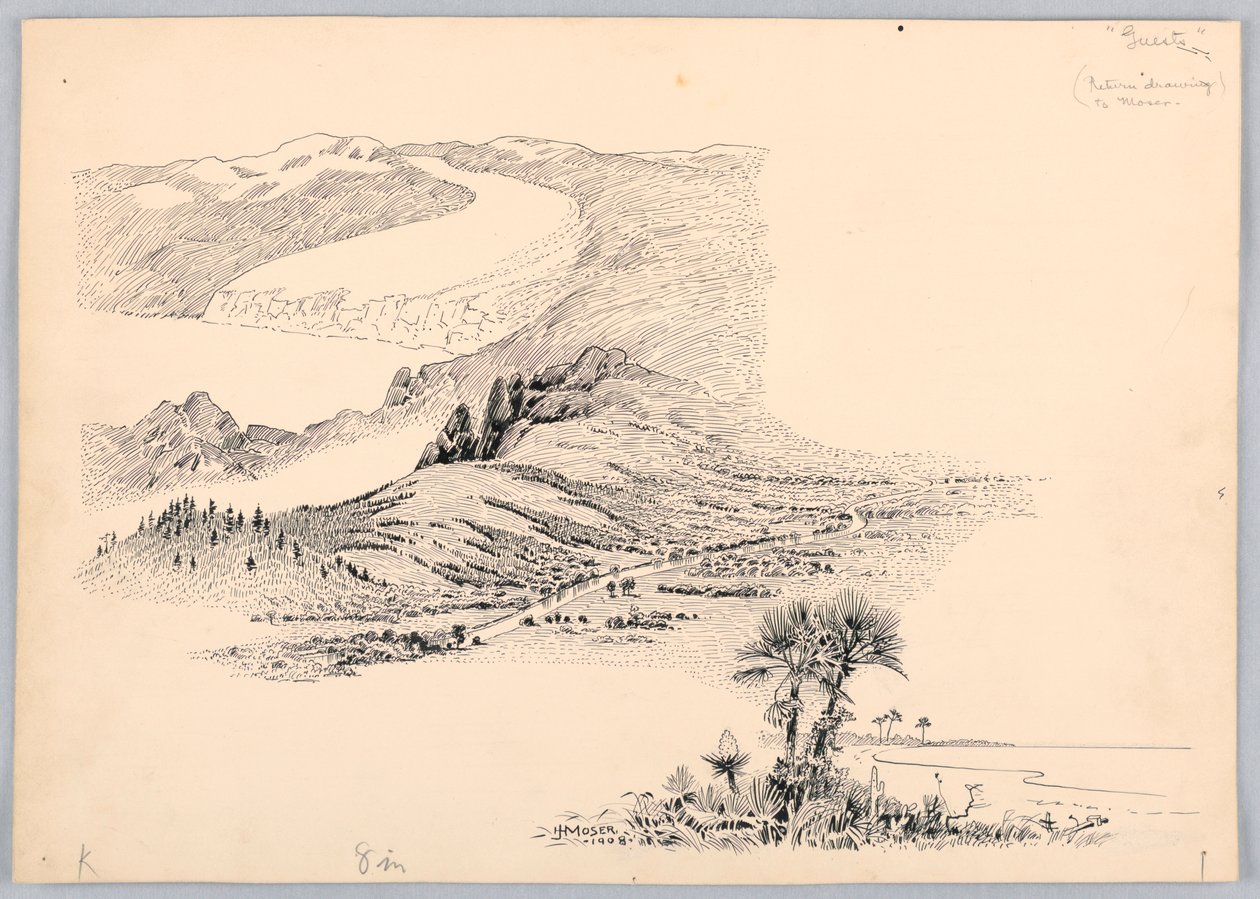 Trzy krajobrazy, projekt na kolację w Waszyngtonie, 13 maja 1908 r. autorstwa James Henry Moser