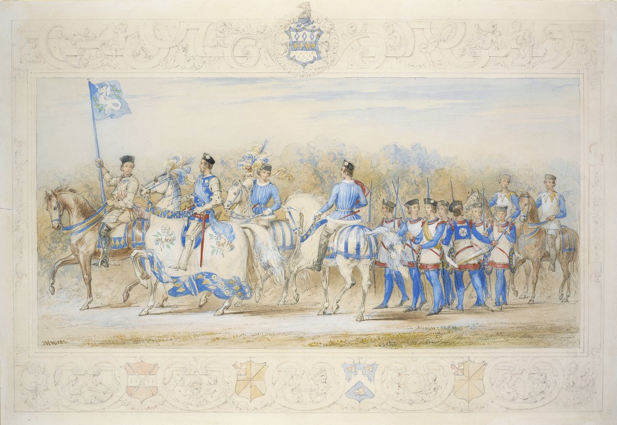 Charles Lamb Esq, Knight of the White Rose (ołówek, toaleta i kolor ciała na papierze) autorstwa James Henry Nixon