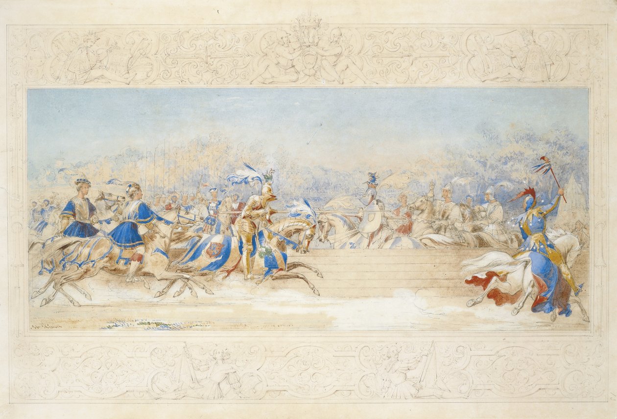 Joust (ołówek, wc i akwarela na papierze) autorstwa James Henry Nixon