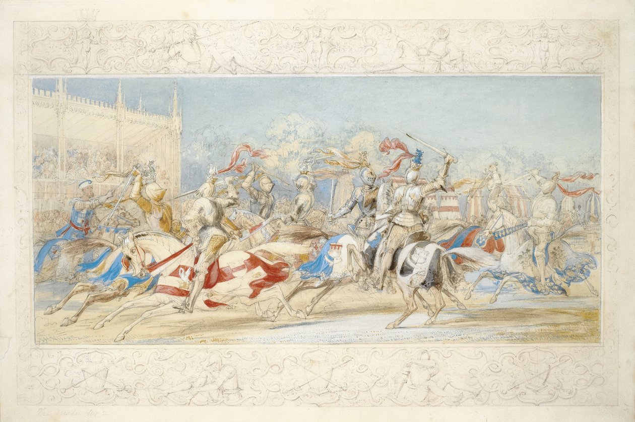 The Melee (ołówek, wc i akwarela na papierze) autorstwa James Henry Nixon
