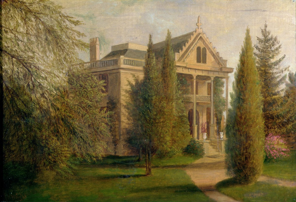 Widok na Dungan Manor House, Staten Island, 1876 r. autorstwa James Henry Wright