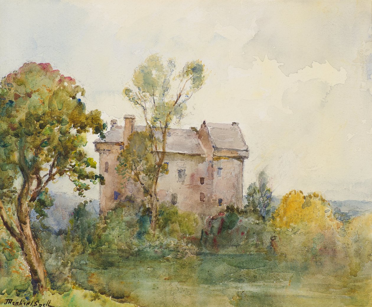 Zamek Claypotts (akwarela) autorstwa James Herbet Snell