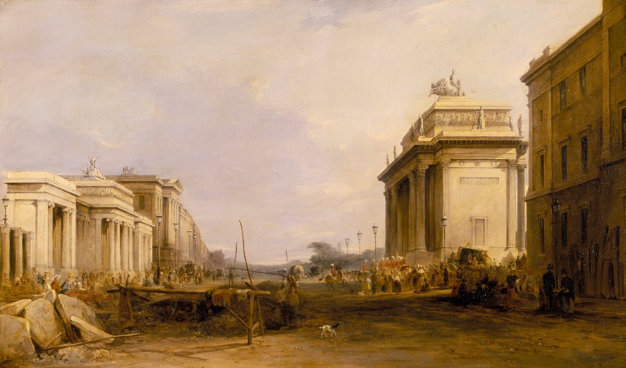 „Hyde Park Corner and Constitution Arch”, c1833 autorstwa James Holland