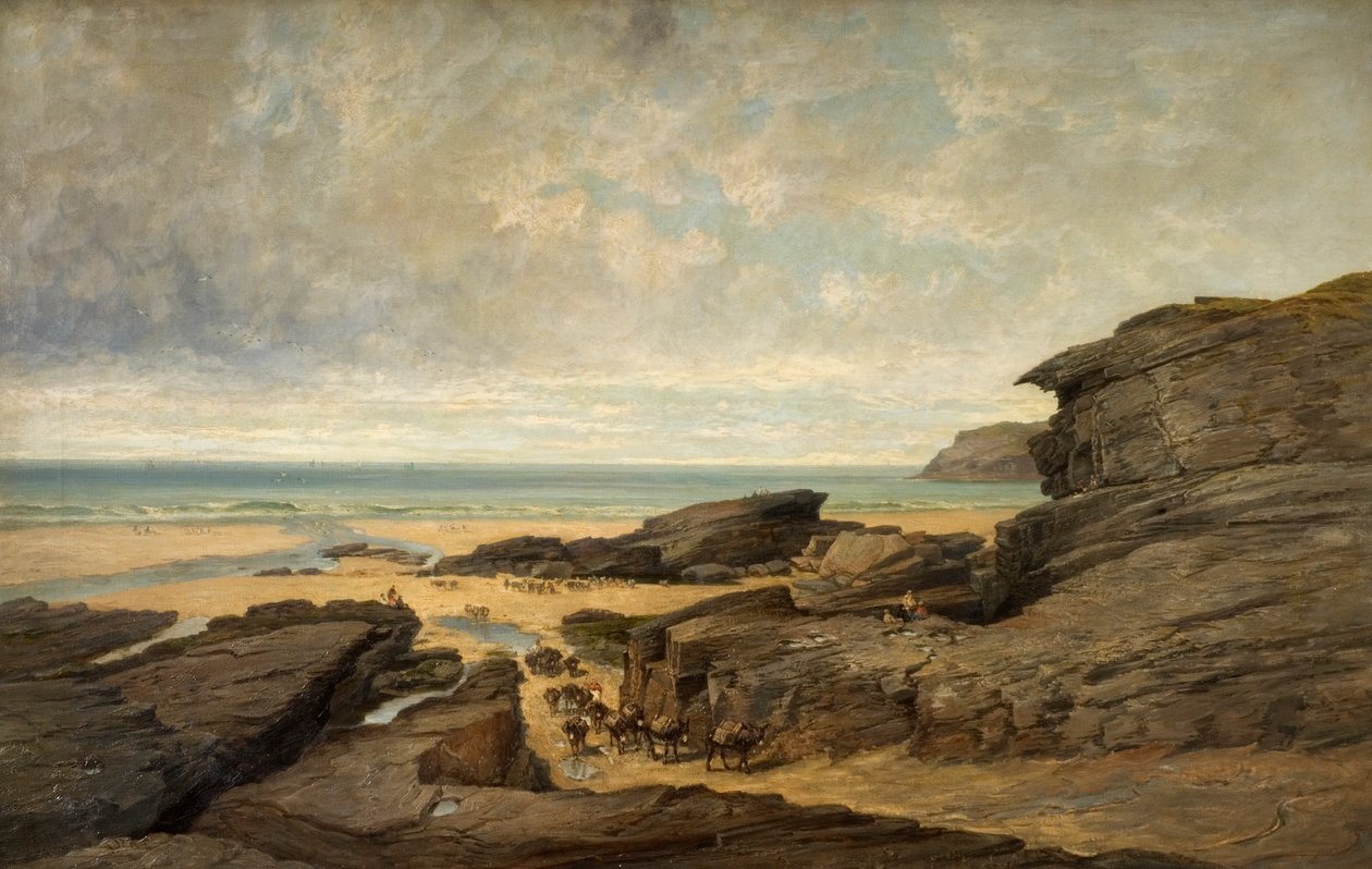 Niska woda, Trebarwith Strand, Tintagel, Kornwalia autorstwa James Holland