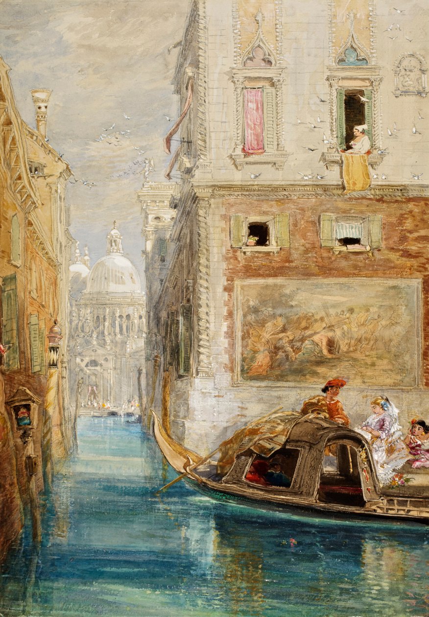 Gondola w Wenecji z Santa Maria della Salute w oddali autorstwa James Holland