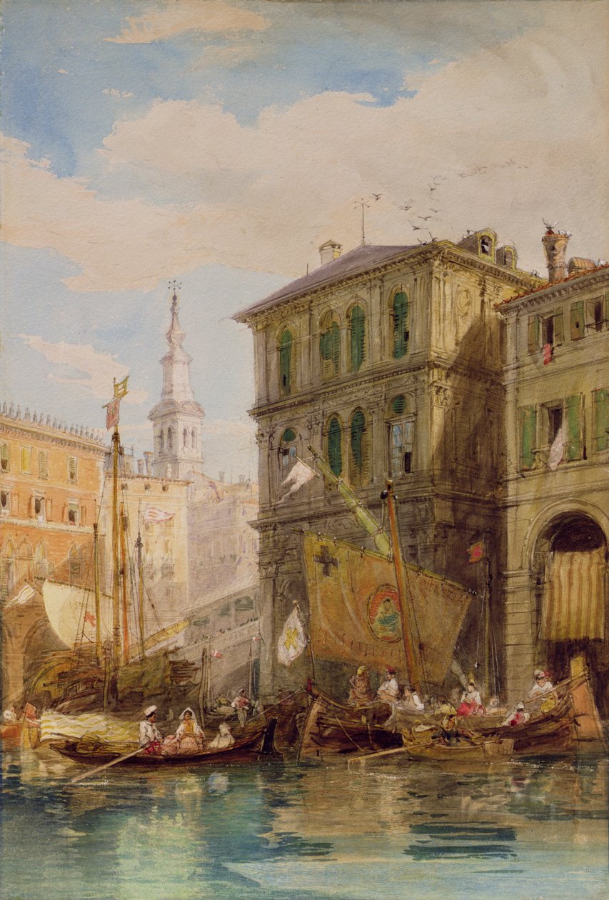 Palazzo Dei Camerlenghi, Wenecja, ok. 1835-55 (ołówek i akwarela) autorstwa James Holland
