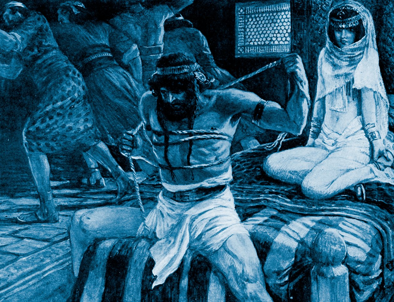 Samson zrywa sznurki – J James Tissot - Biblia autorstwa James Jacques Joseph (after) Tissot