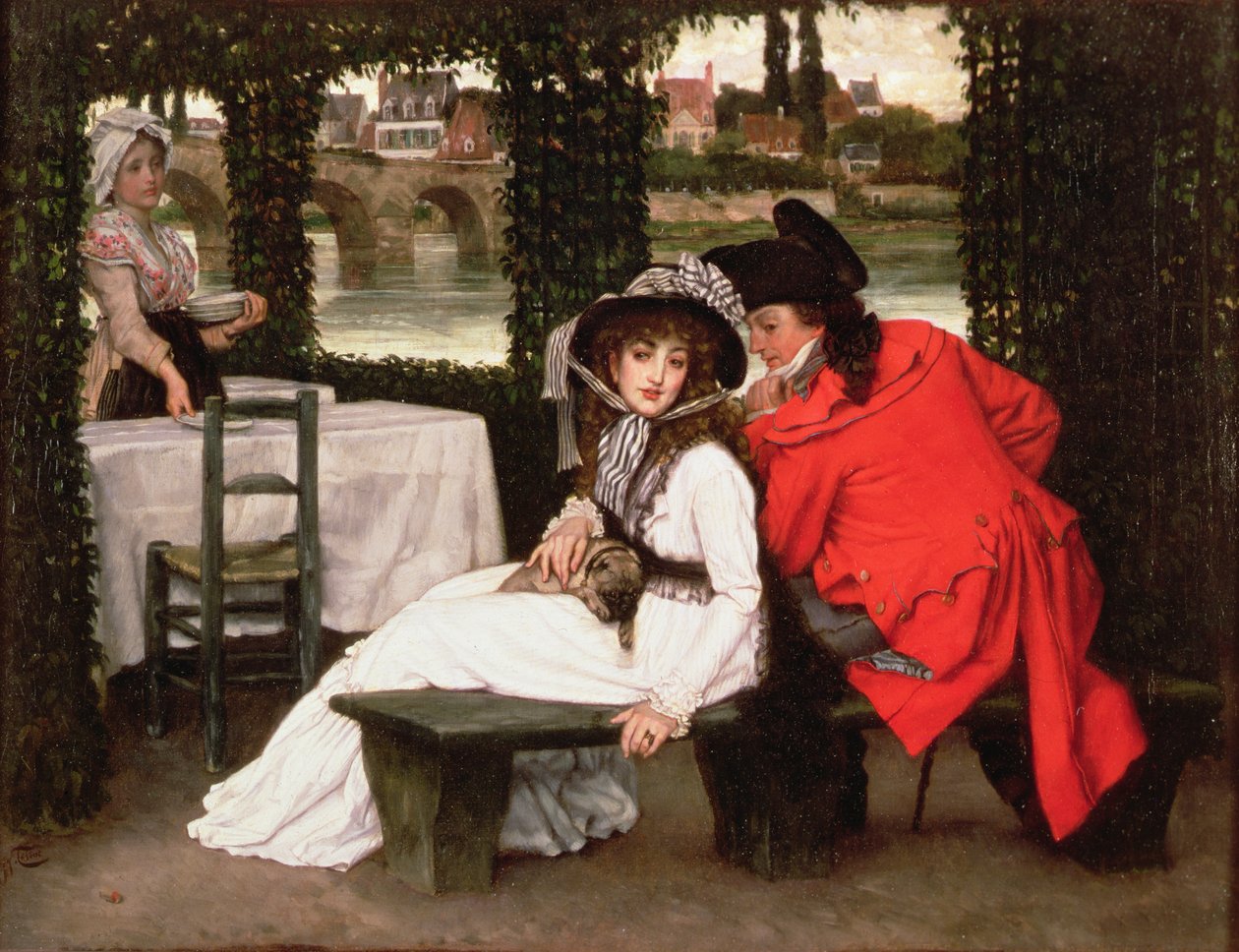 Tryst w Riverside Cafe, ok. 1869 autorstwa James Jacques Joseph Tissot