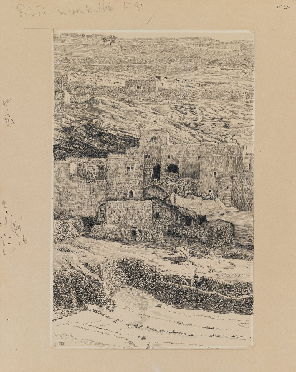 Róg wsi Siloam, ilustracja z Życia naszego Pana Jezusa Chrystusa (atrament i grafit na tekturze) autorstwa James Jacques Joseph Tissot