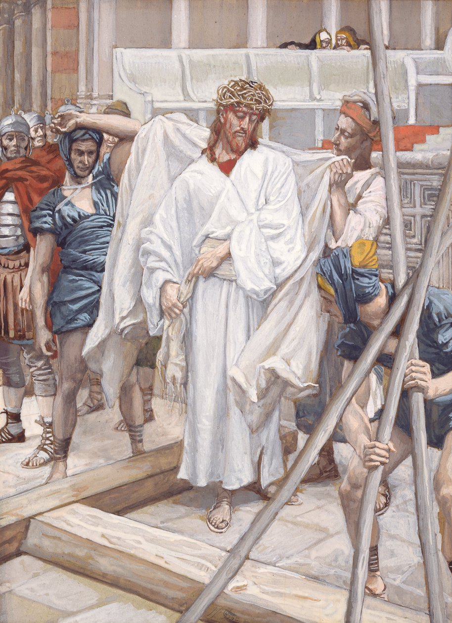 I włożyli Go we własne szaty, ilustracja do życia Chrystusa, ok. 1886-94 (toaleta i gwasz na tekturze) autorstwa James Jacques Joseph Tissot