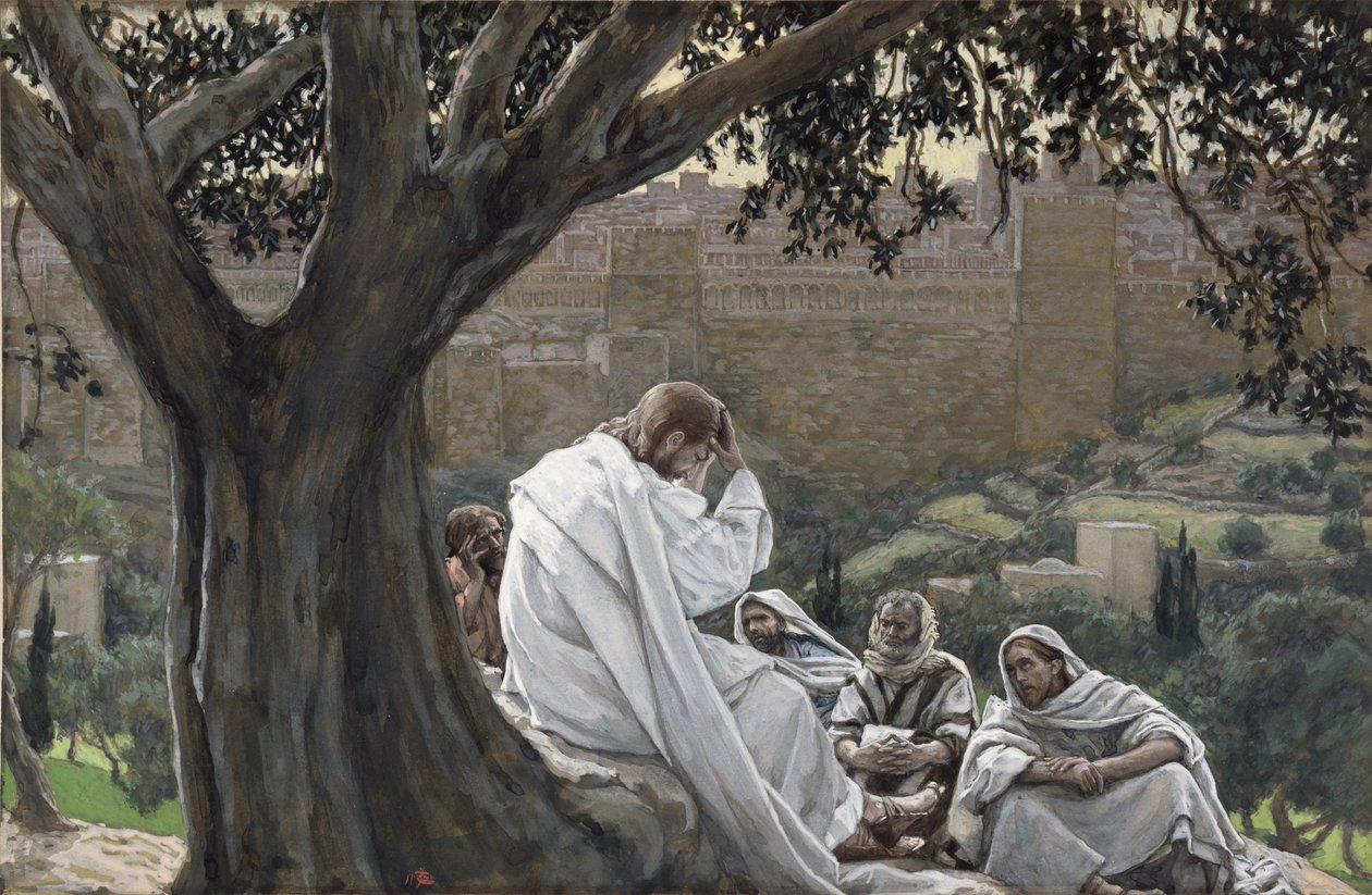 Chrystus przepowiadający zniszczenie świątyni, ilustracja do życia Chrystusa, ok. 1886-94 (toaleta i gwasz na tekturze) autorstwa James Jacques Joseph Tissot