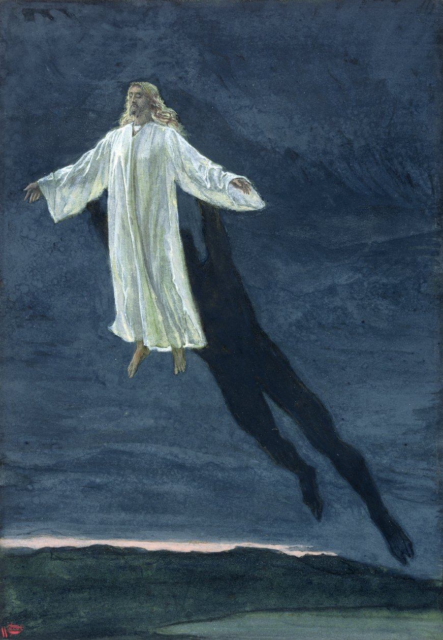 Chrystus wzięty na wysoką górę, ilustracja do Życia Chrystusa, ok. 1886-1894 (toaleta i gwasz na tekturze) autorstwa James Jacques Joseph Tissot