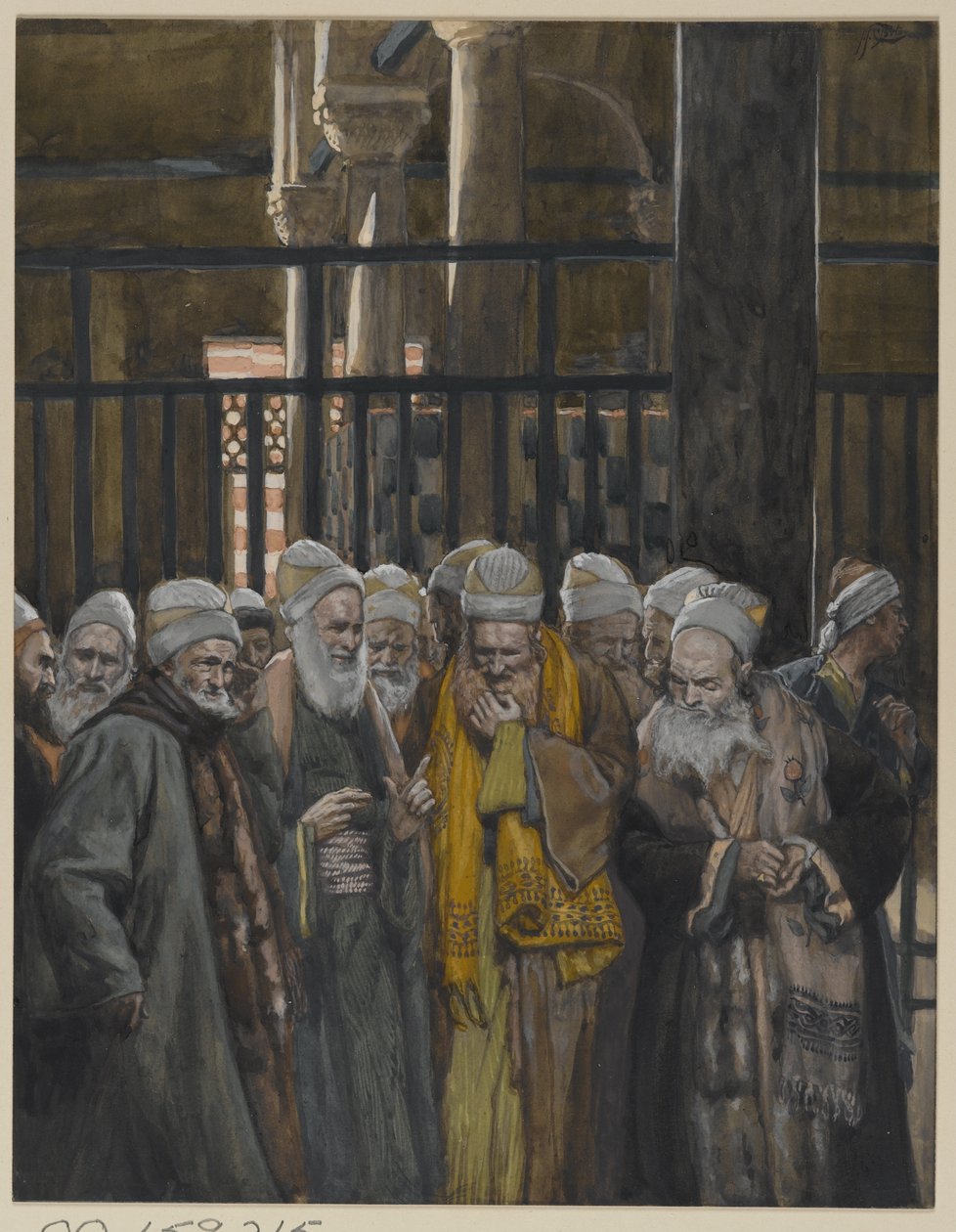 Spisek Żydów, ilustracja z Życia Pana naszego Jezusa Chrystusa, 1886-94 (wc nad grafitem na papierze) autorstwa James Jacques Joseph Tissot