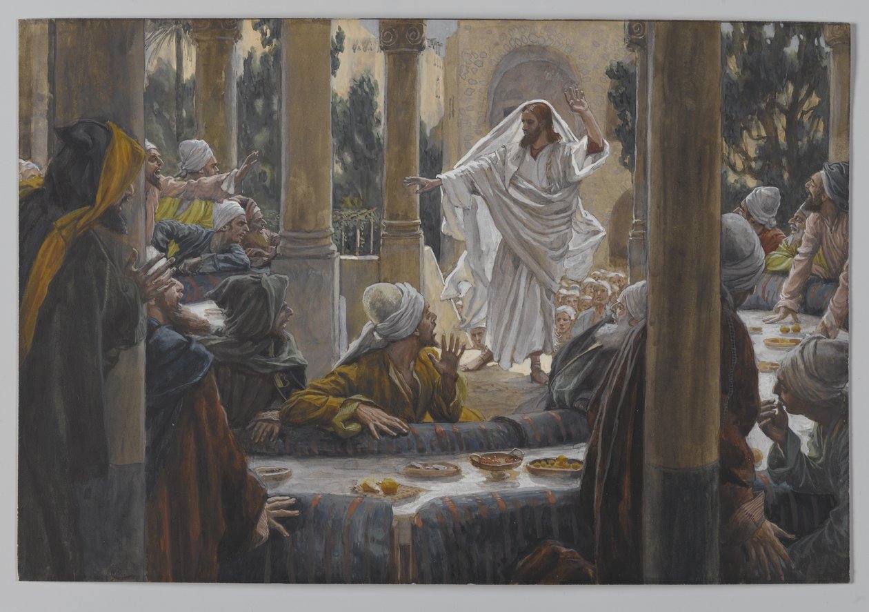 Klątwy przeciw faryzeuszom, ilustracja z Życia Pana naszego Jezusa Chrystusa, 1886-96 (wc nad grafitem na papierze) autorstwa James Jacques Joseph Tissot