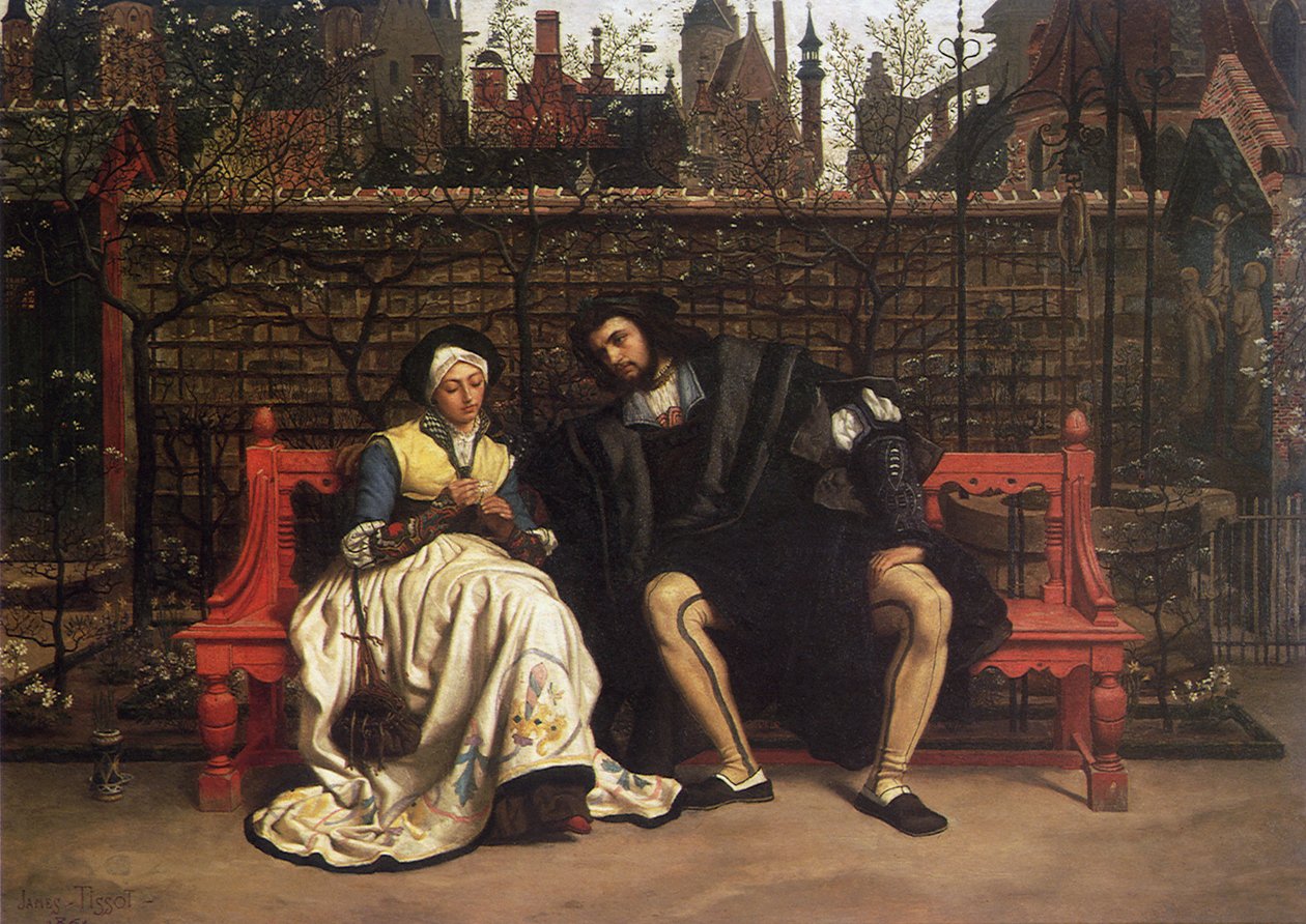 Faust i Małgorzata w ogrodzie, 1861 autorstwa James Jacques Joseph Tissot