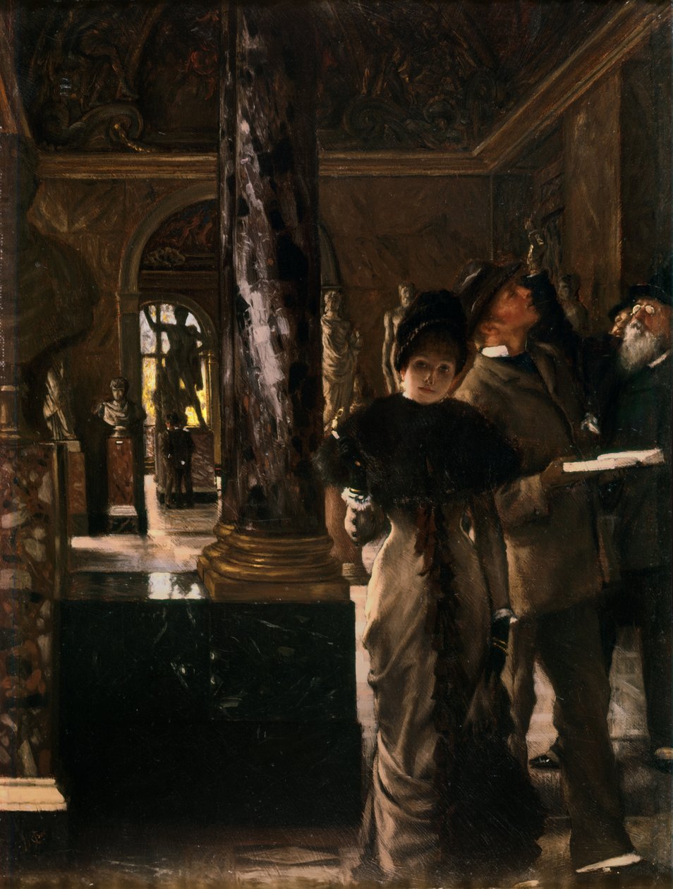Goście zagraniczni w Luwrze, ok.1880 autorstwa James Jacques Joseph Tissot