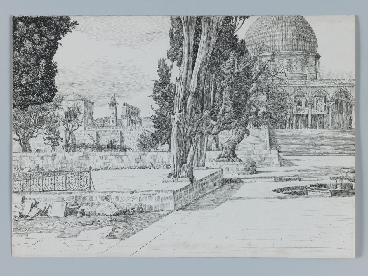 Haram, Meczet Es-Sakrah, ilustracja z Życia naszego Pana Jezusa Chrystusa (pióro i atrament na papierze tkanym) autorstwa James Jacques Joseph Tissot