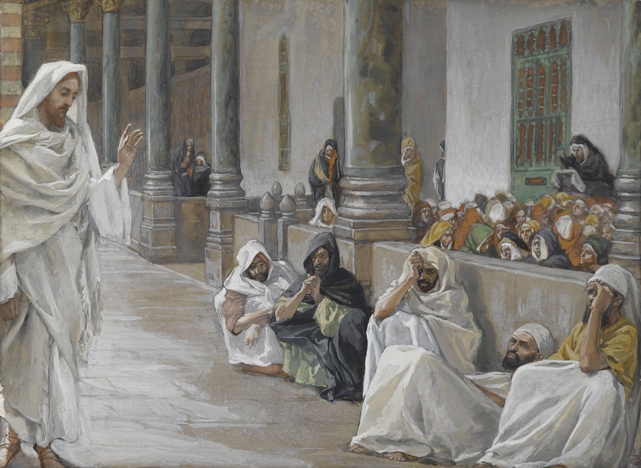 Ten, który jest Bogiem, słucha Słowa Bożego, ilustracja z Życia Pana naszego Jezusa Chrystusa, 1886-94 (wc nad grafitem na papierze) autorstwa James Jacques Joseph Tissot