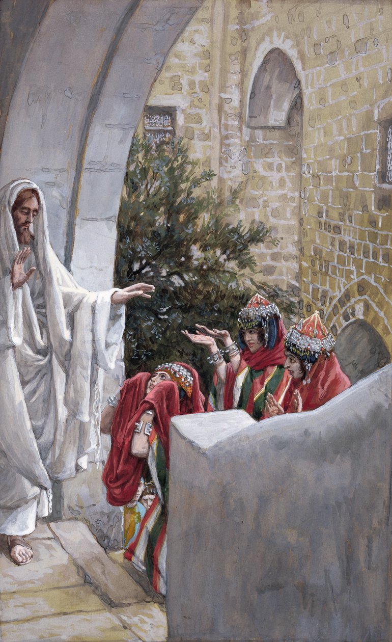 Uzdrowienie córki kananejskiej, ilustracja do Życia Chrystusa, ok. 1886-94 (toaleta i gwasz na tekturze) autorstwa James Jacques Joseph Tissot