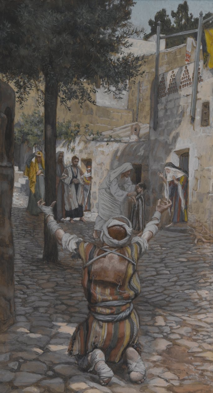 Uzdrowienie trędowatych w Kafarnaum, ilustracja z Życia naszego Pana Jezusa Chrystusa (wc nad grafitem na papierze) autorstwa James Jacques Joseph Tissot