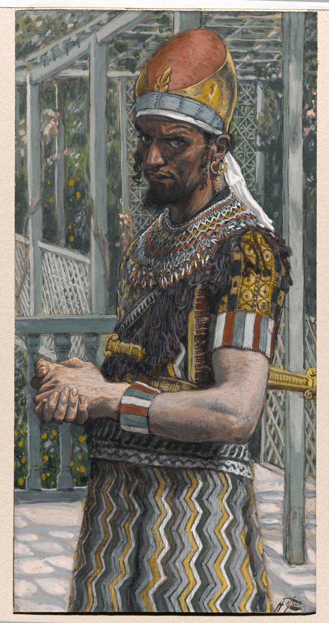 Herod (21BC-39AD), ilustracja do „Życia Chrystusa”, ok. 1886-94 (akwarela i gwasz na tekturze) autorstwa James Jacques Joseph Tissot
