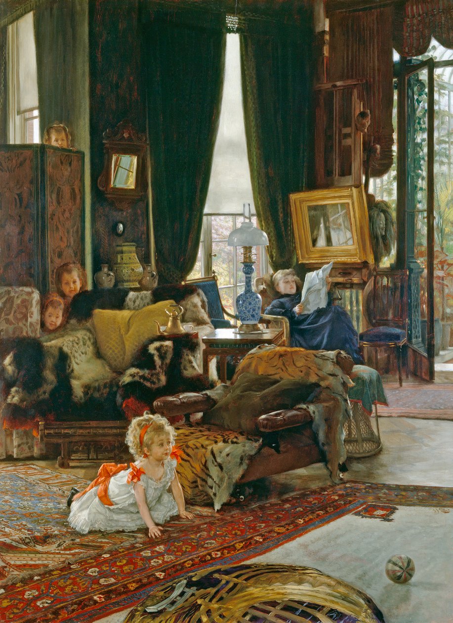 Hide and Seek, ok.1887 (olej na drewnie) autorstwa James Jacques Joseph Tissot