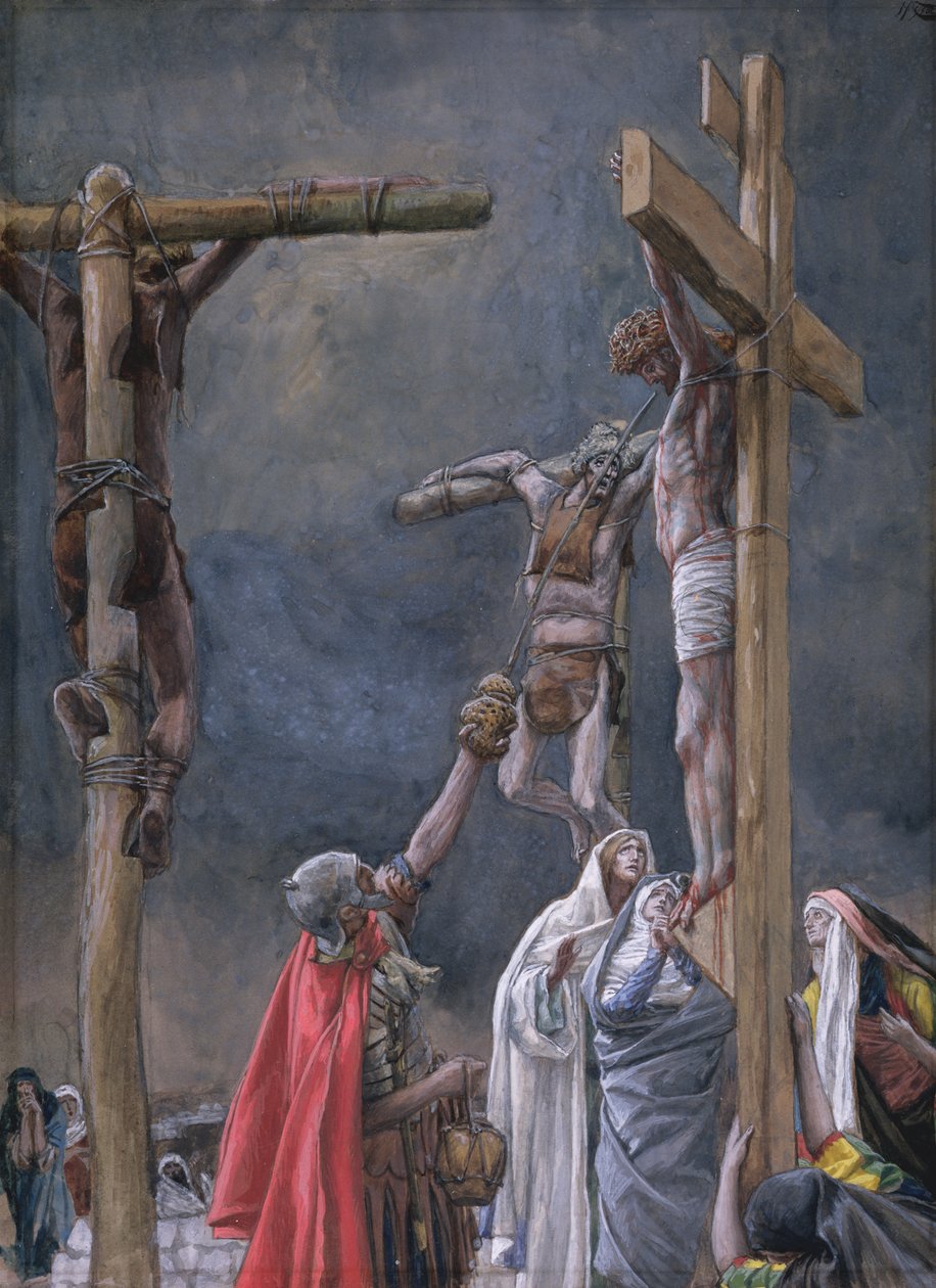 Pragnę. Ocet podarowany Jezusowi, ilustracja do Życia Chrystusa, ok. 1884-96 (toaleta i gwasz na tekturze) autorstwa James Jacques Joseph Tissot