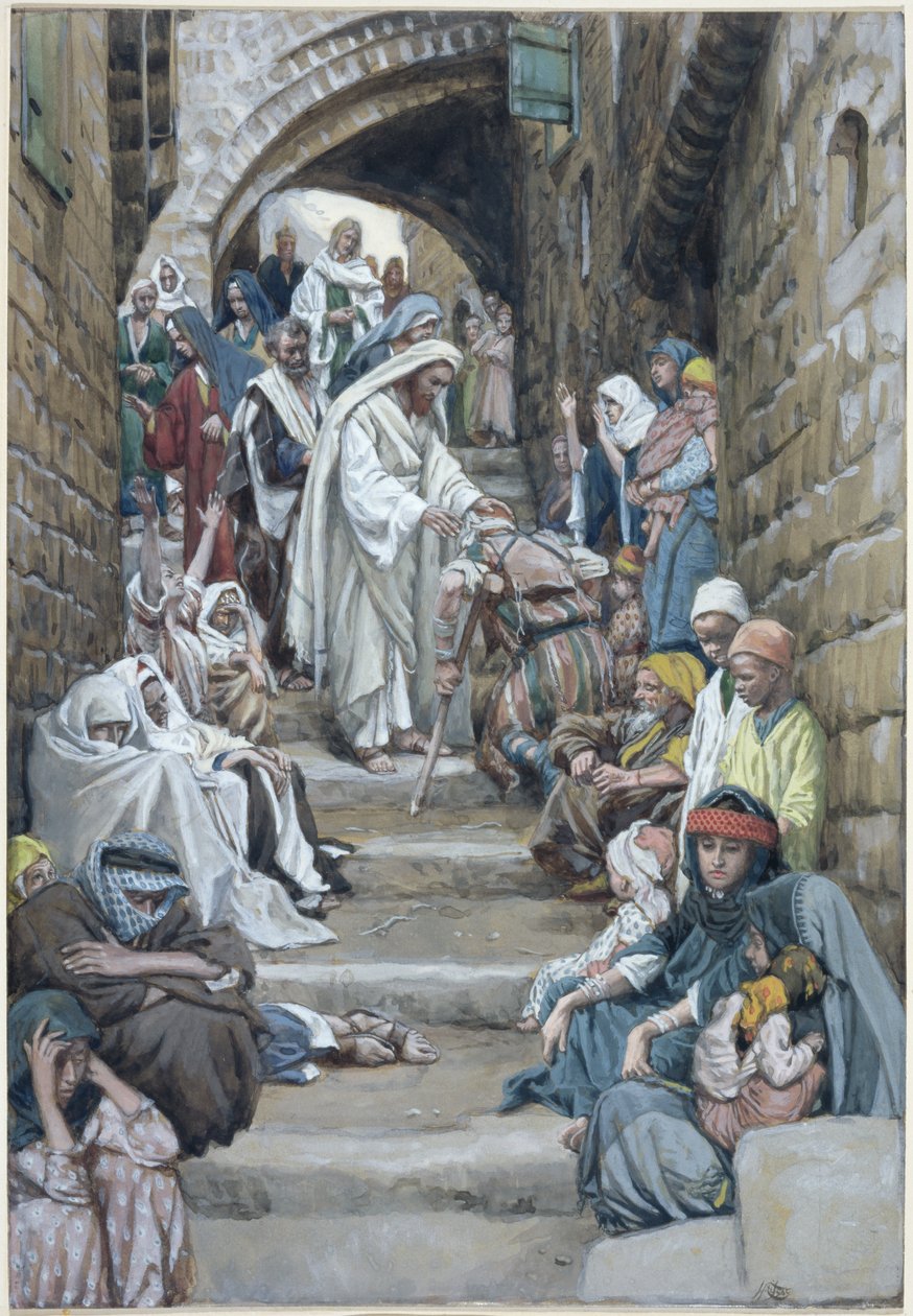 W wioskach przyprowadzano do Niego chorych, ilustracja do Życia Chrystusa, ok. 1886-94 (toaleta i gwasz na tekturze) autorstwa James Jacques Joseph Tissot