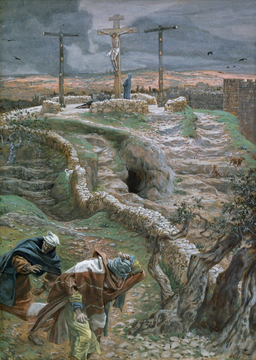 Jezus samotny na krzyżu, ilustracja do życia Chrystusa, ok. 1884-96 (toaleta i gwasz na tekturze) autorstwa James Jacques Joseph Tissot