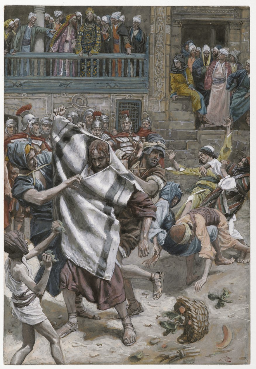 Jezus przed Herodem, ilustracja z Życia naszego Pana Jezusa Chrystusa, 1886-94 (wc nad grafitem na papierze) autorstwa James Jacques Joseph Tissot