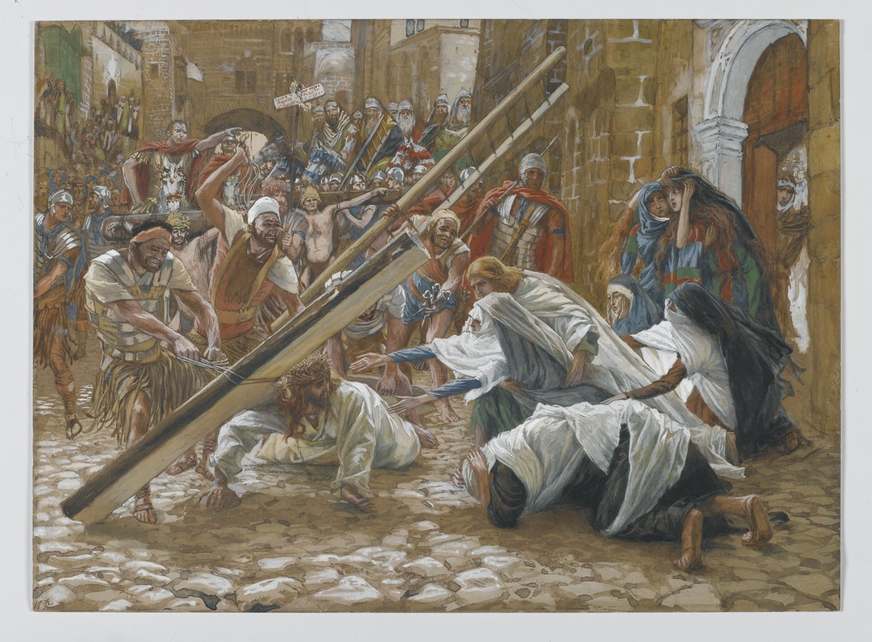 Jezus spotyka swoją matkę, ilustracja z Życia Pana naszego Jezusa Chrystusa, 1886-94 (wc nad grafitem na papierze) autorstwa James Jacques Joseph Tissot