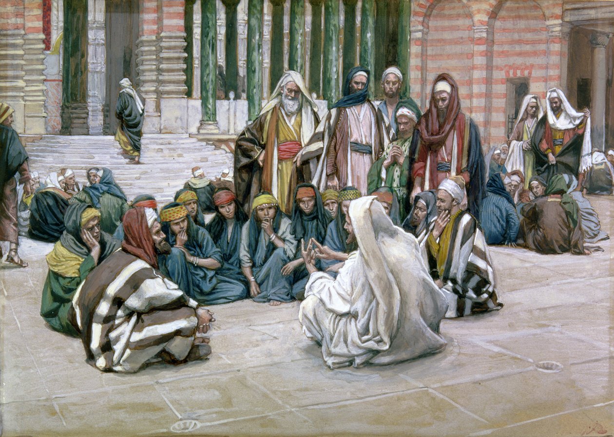 Jesus Speaking in the Treasury, illustration for The Life of Christ, c.1886-96 (gouache on paperboard) autorstwa James Jacques Joseph Tissot